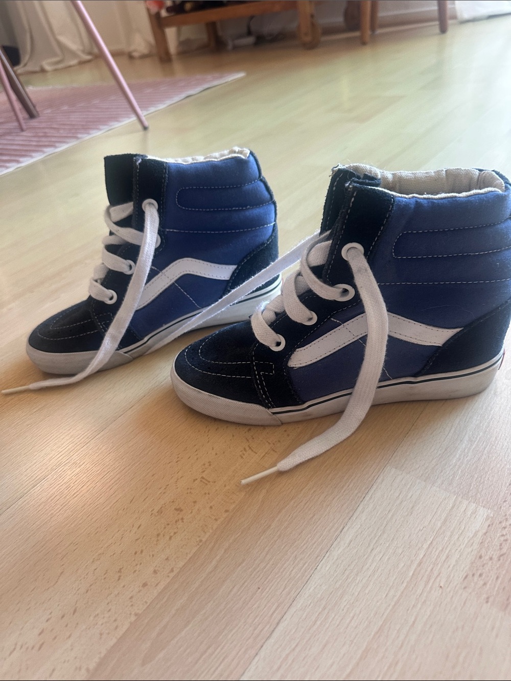 Vans Navy and White High-Top Sneakers wedges 7